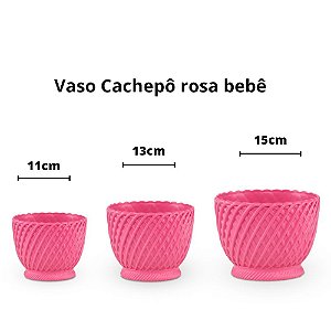 Vaso cachepô plástico rosa bebê - 11cm