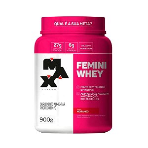 FEMINI WHEY 900g MAX TITANIUM (MORANGO)