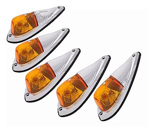 Lanterna Teto Cab Light Pick-up Cromada Ambar Kit