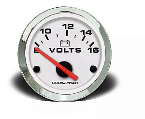 Voltímetro 52mm 12V Croma Branco