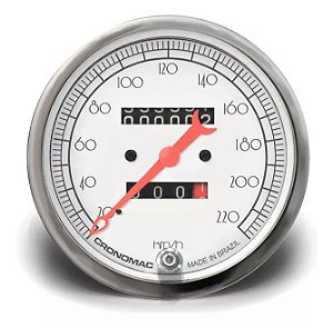 Velocímetro 100mm Mecânico Hot Rod Clássico 2 Hodômetros Branco