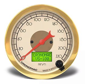 Velocímetro 100mm Eletrônico Display Digital Hot Rod Gold