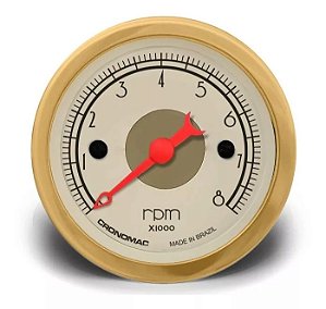 Conta Giros 52mm Hot Rod Clássico Ouro Envelhecido