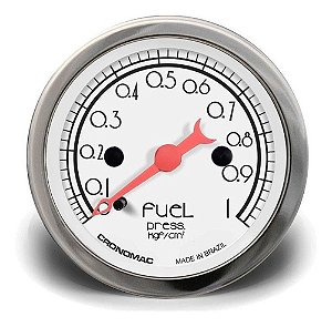 Manômetro Pressão Combustível 52mm Mecânico 1kg Branco