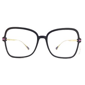 Óculos de Grau Feminino Viento Quadrado Preto, Lilás e Dourado