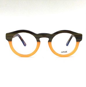 Óculos de Grau Feminino Cannes Redondo Laranja com Verde Listrado