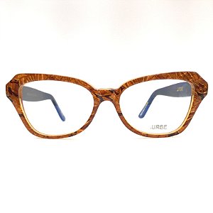 Óculos de Grau Feminino Nice Terra Cota Rajado com Azul