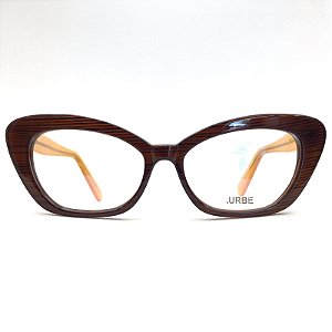 Óculos de Grau Feminino Urbe Adelaide Marrom Rajado com Laranja