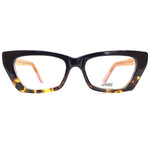 Óculos de Grau Feminino Florence Preto com Tartaruga com Laranja