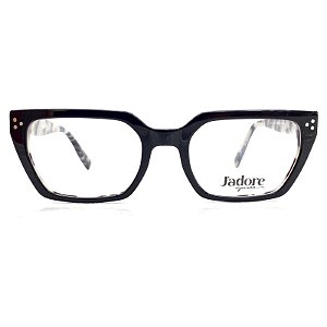 Óculos de Grau Feminino J'adore Retangular Preto com Tartarugado Interno
