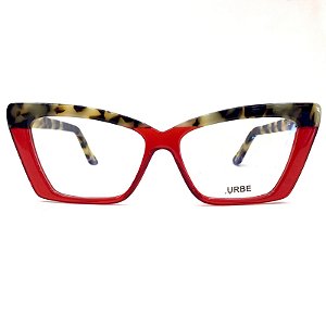 Óculos Urbe Verona 3483 Gatinho Tartaruga com Vermelho em Acetato Italiano
