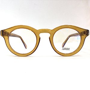 Óculos Urbe Vermont 7621 Redondo em Ponte Chave Mel com Transparência em Acetato Italiano