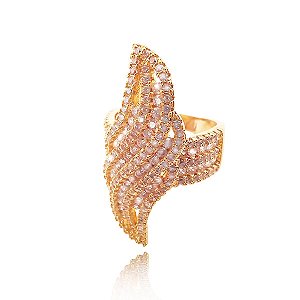 Anel S Banhado a Ouro Cravejado