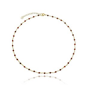 Colar de Pedra Granada Banhado a Ouro