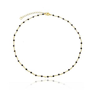 Colar de Pedras Lápis Lazúli Banhado a Ouro