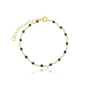 Pulseira de Pedra Lápis Lazúli Banhada a Ouro