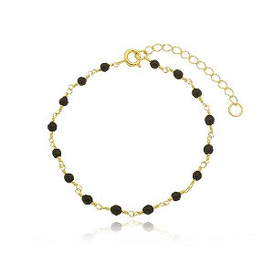 Pulseira de Pedra Onix Banhada a Ouro