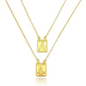 Escapulário Tradicional Nossa Senhora do Carmo Banhado a Ouro