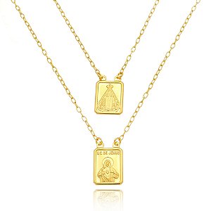 Escapulário Nossa Senhora Aparecida Banhado a Ouro