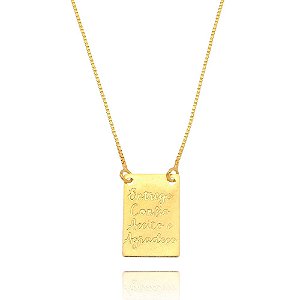 Colar Mantra Entrego Confio Aceito Agradeço Banhado a Ouro