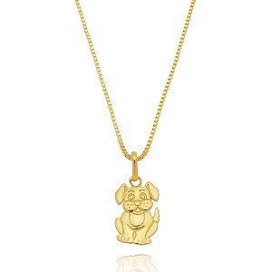 Colar Pingente Cachorro Banhado a Ouro