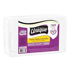 PAPEL TOALHA INTERFOLHA UNIQUE BASIC SLIM 17GR 20X19,4 100% CELULOSE 1000FLS