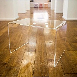 Mesa de Apoio Centro Acrílico Cristal 10mm 50X50X50