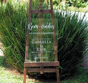 Placa Casamento Bem-Vindo Recepção em acrílico cristal - Personalizada