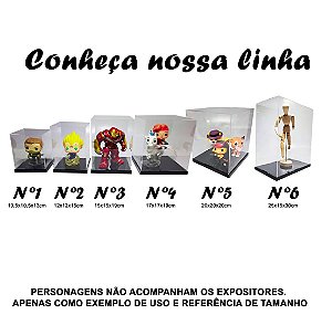 Caixa expositora em acrilico cristal 3mm com base preta 4mm para Funko Pop - Colecionador