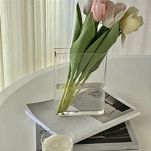 Vaso de flores em acrilico cristal decoração 160 x 45 x 200 x 3mm estilo livro