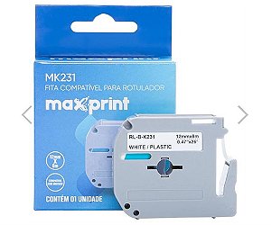 FITA M231 COMPATIVEL BLACK/WHITE 12 MM-MK 231-MAXPRINT -Fale conosco através do WhatsApp 22-999852999-Macaé ou através do e-mail vendas2@supplypel.com.br