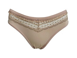 CALCINHA  EM MICROFIBRA COM DETALHE EM RENDA BEGE NA FRENTE