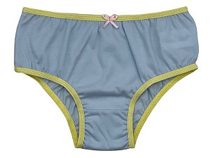 CALCINHA BÁSICA COM LACINHO AZUL (ELÁSTICO AMARELO)