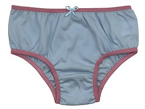 CALCINHA BÁSICA COM LACINHO AZUL (ELÁSTICO ROSA)