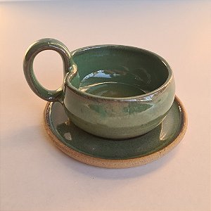 Xícara 80ml com pires verde pântano
