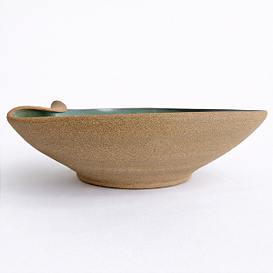 Prato Meia Lua Verde com Detalhe amassado para servir sopas, massas e saladas