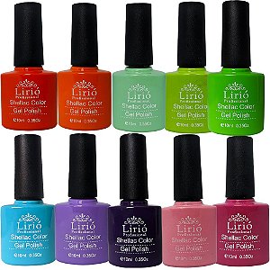 Kit 10 Esmaltes em Gel Lirió  10ml - cores sortidas