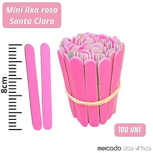 Mini Lixa de Unha Rosa 8cm C/ 100 Santa Clara