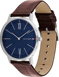 Relógio Tommy Hilfiger Casual Slim Quartzo Pulseira de Couro Marrom