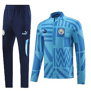 Kit de viagem Manchester City azul com detalhes