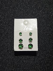 Trio brincos esmeralda