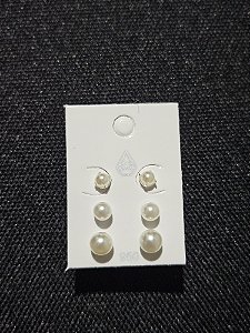 Trio de brincos pérolas