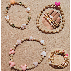 Kit pulseiras miçanga nude