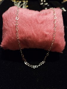 Corrente elos coração - prata 925