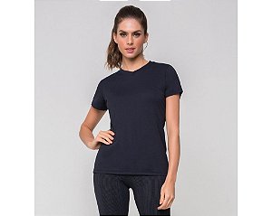 Camiseta manga curta com Proteção Solar Sport Fit Feminina UV.LINE - Preto