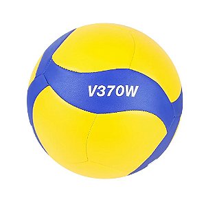 Bola de voleibol V370W FIVB cores: amarelo e azul em couro sintético costurado - MIKASA
