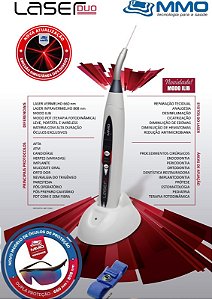 Laser Duo MMO Laser terapêutico Odontológico + Pulseira Ilib + Kit Fibras + Próface com lupa
