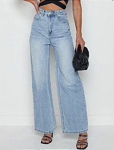 Calça Jeans Wide Leg 100% Algodão Tradicional Original