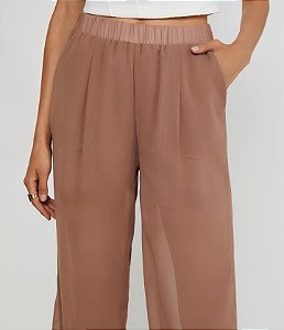 Pantalona Crepe zero transparência Nude Chocolate