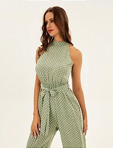 Macacão Poá Verde Menta Retrô